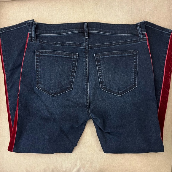Loft Womens Jeans with Dark Red Velvet stripe down each side (size 8/29P) - Picture 3 of 5